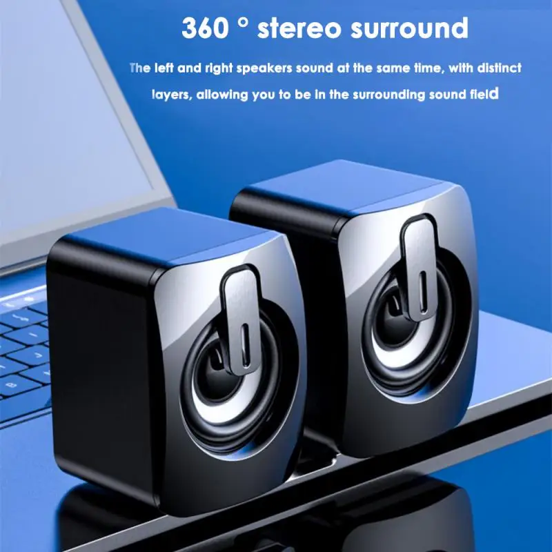 New Computer Speakers PC Sound Box HIFI Stereo Microphone USB Wired Caixa De Som With LED Light For Desktop Wholesale Subwoofer