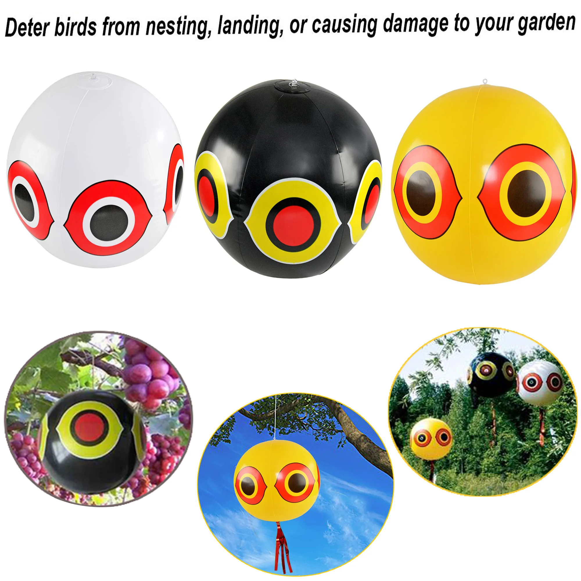 

1pcs Yellow White Black Inflatable Terror-Eye Balloon Bird Repeller Scare Anti Bird Repellent Predator Farm Orchard Protector