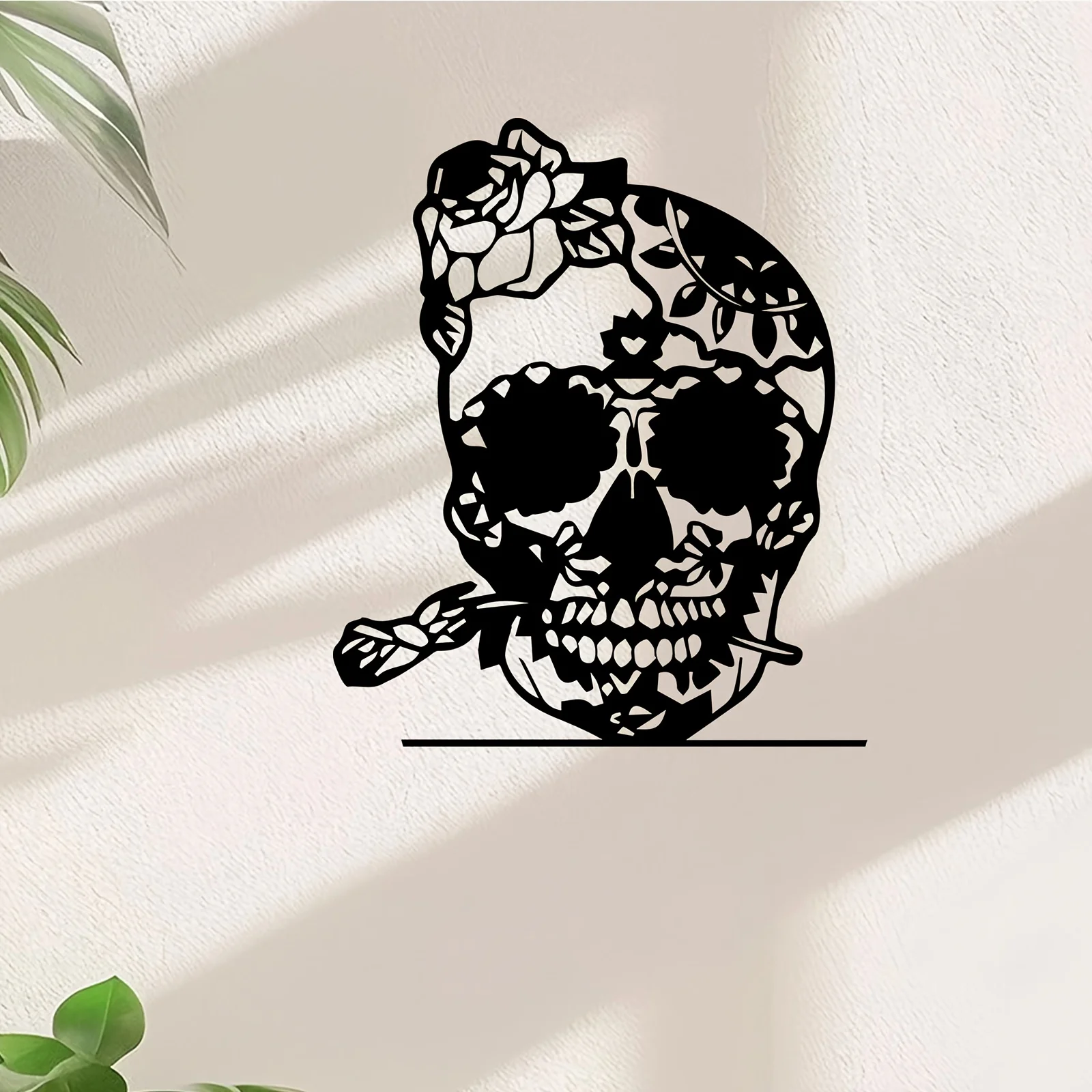 Gothic Sugar Skull Rose Metal Wall Art Rustproof Weatherproof Indoor Outdoor Hanging Home Decor