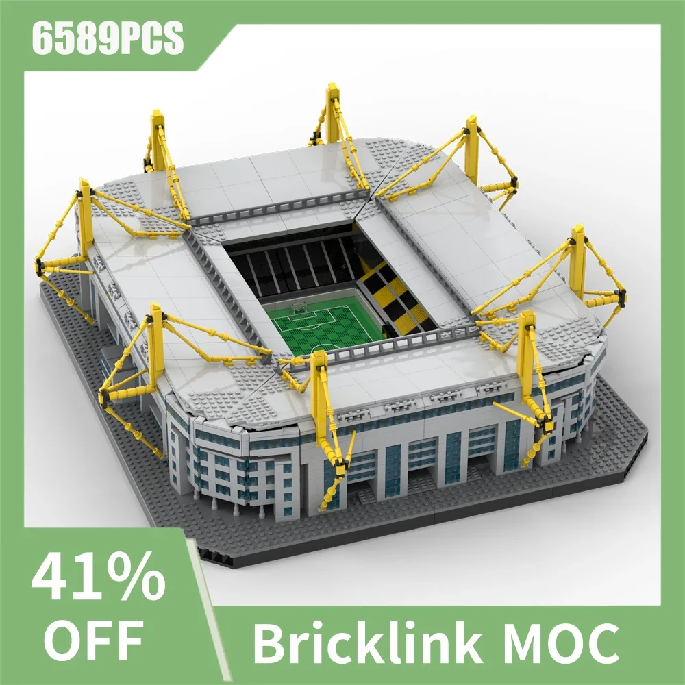 

НОВЫЙ 6589 шт., хит продаж, вид на улицу, Moc, модульный Дортмунд, стадион, здание, творческие идеи «сделай сам», детские игрушки, подарочный блок на день рождения
