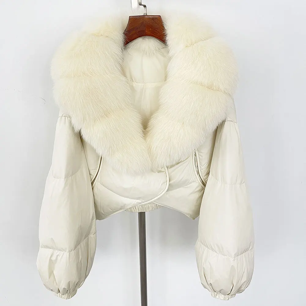 OFTBUY Luxuriöser, extragroßer Parka mit natürlichem Fuchspelzkragen für Damen, Winter 2025, 90% weiße Entendaunenjacke, Echtpelzmantel für Frauen – Detail 36