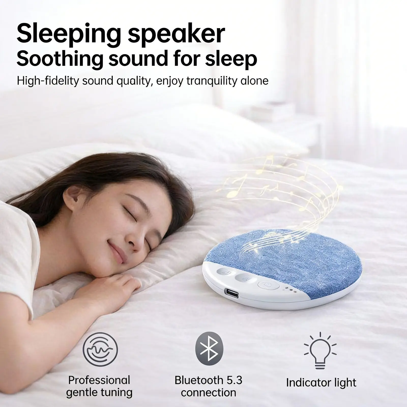 

Under Pillow Bluetooth Sleep Speaker White Noise Sound HIFI Stereo Rechargeable Support TF Card Sleep Aid for Deep Sleep Relax