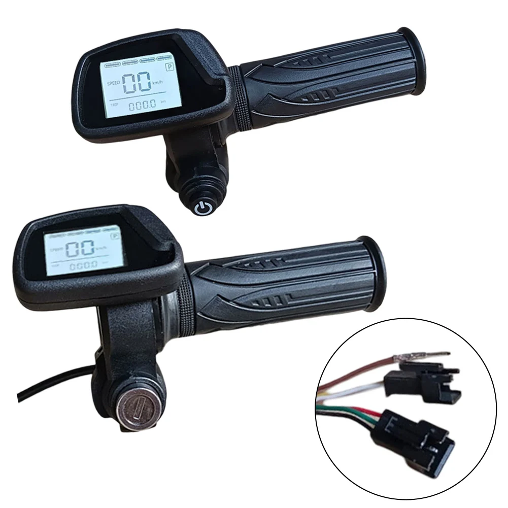 5pin Hall Throttle 48V Scooter Throttle Key Switch Mileage Display 22mm Installation Diameter Battery Level Display ABS Material