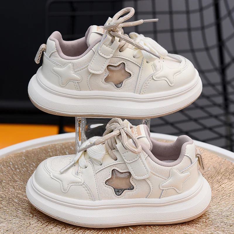 

Girls' board shoes 2025 Spring and Autumn new children's shoes Children's lightweight sports shoes Versatile white shoes Little
