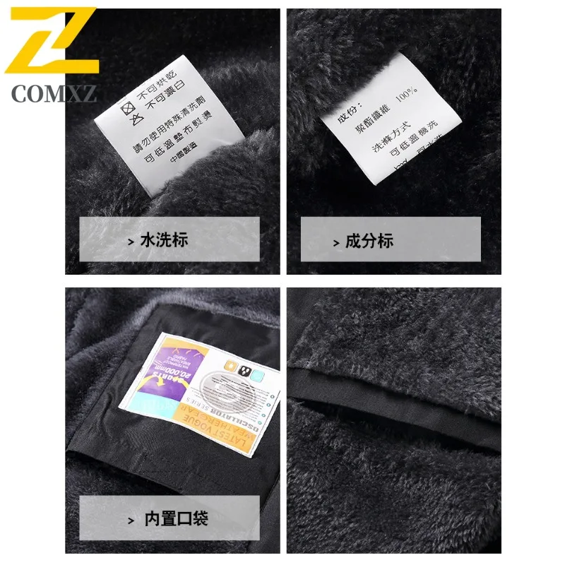 سترة رجالية بقلنسوة ماركة COMXZ موضة المشي لمسافات طويلة والسفر معطف مقاوم للبرد في الهواء الطلق متعدد الوظائف مقاوم للرياح معاطف شتوية بسحاب #6