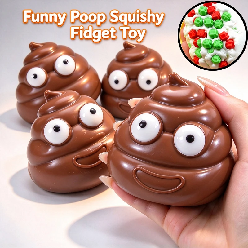 Building Block Filled Prank Poop Squishy Blind Box Moldable Squeeze Toy ASMR Sound Sensory Stress Ball Anxiety Relief for Adults