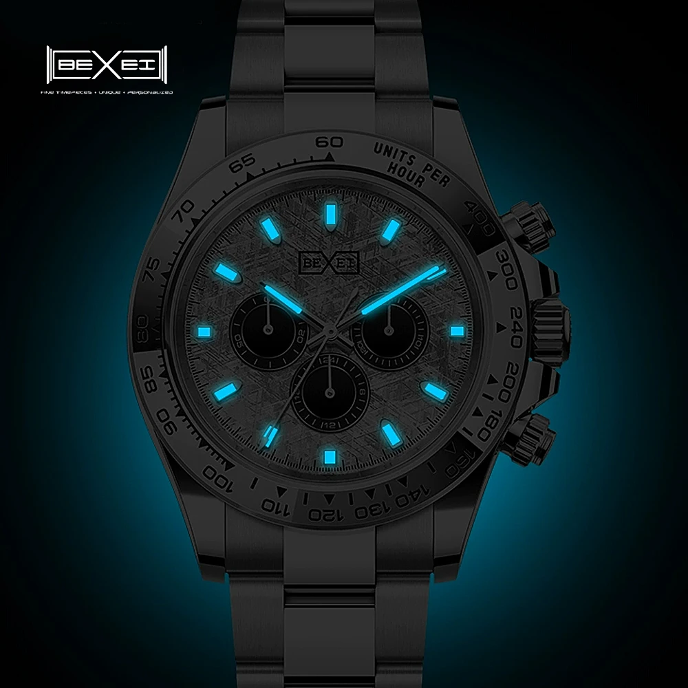 BEXEI  Men Sports Quartz Watches Mens Business Watches VK63 Top Brand Luxury Watch Men Chronograph Watch for Men