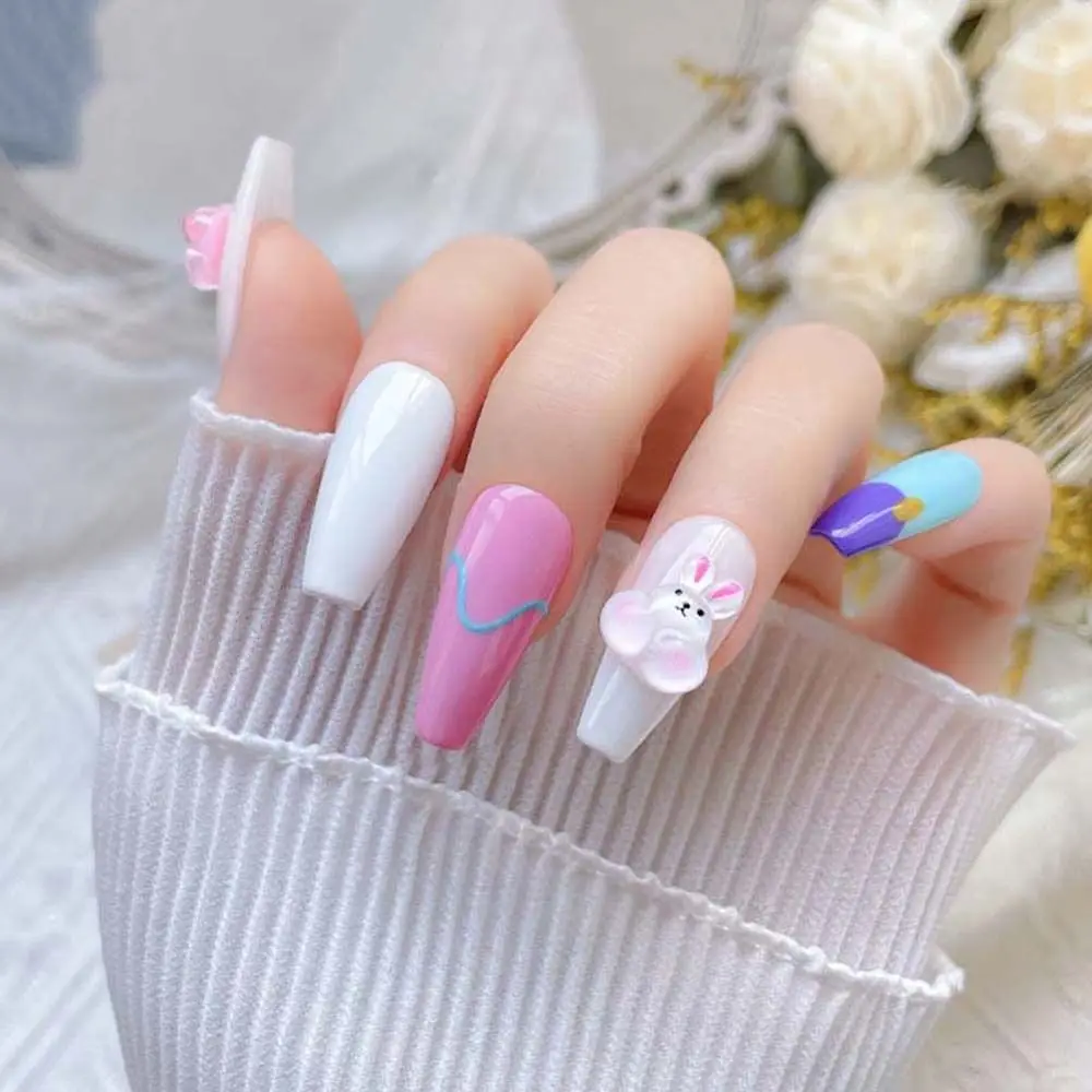 Manicure Accessories Pig Bears Rabbit Cartoon Nail Decorations Animal Nail Rhinestones 3D Nail Jewelry Cartoon Nail Drills