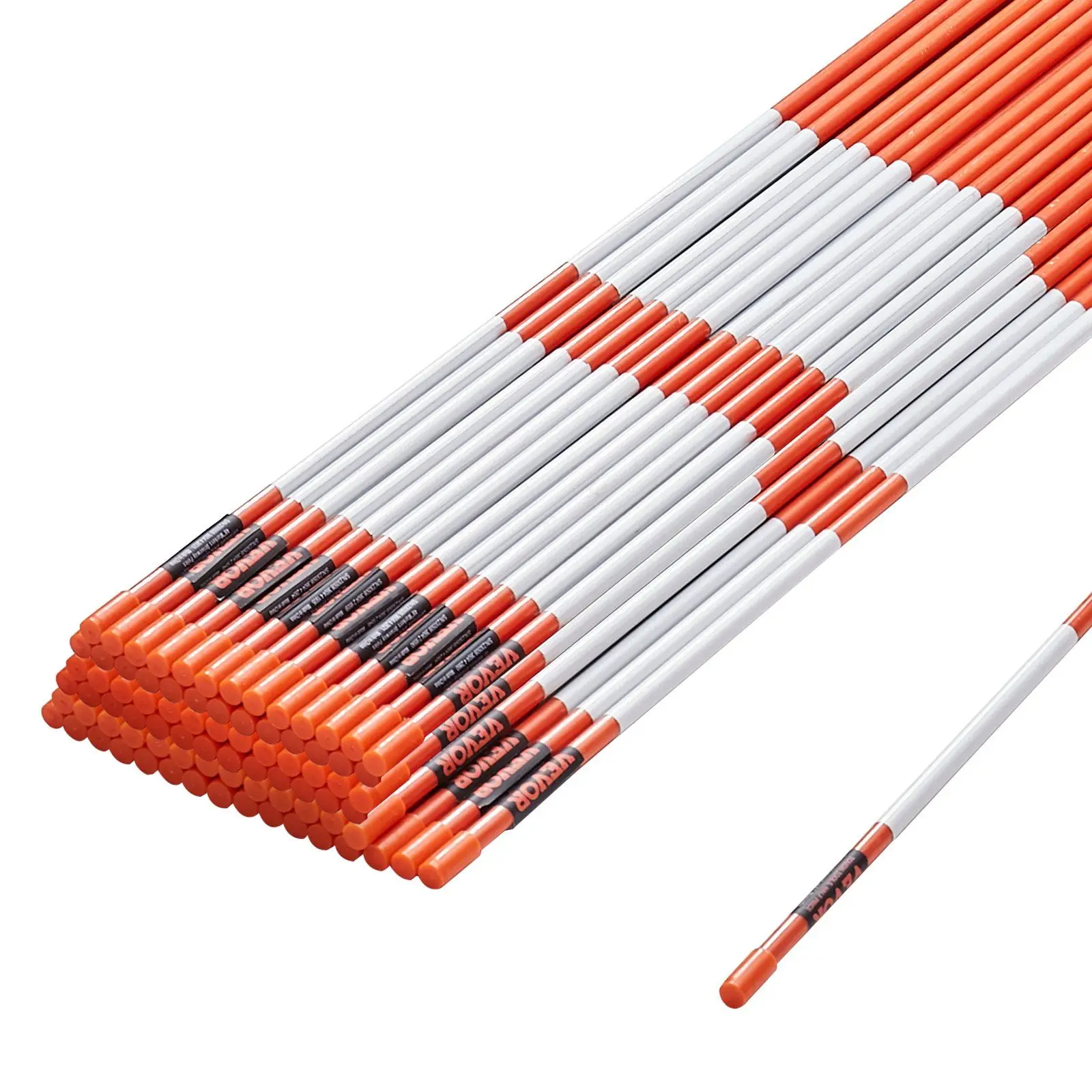 100 STUKS 48 "Oprit Markers met Reflecterende Tape Oranje Glasvezel Palen Sneeuw Stakes Oprit Ploeg Marker Tuinen Binnenplaatsen