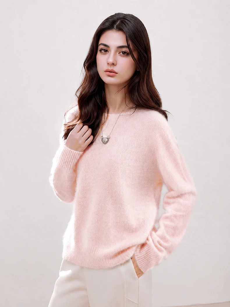 SuyaDream, vielseitiger Damen-Strickpullover für Herbst und Winter, Strickpullover aus gebürsteter Wolle, V-Ausschnitt, langärmlig, lässiger Pullover – Detail 7