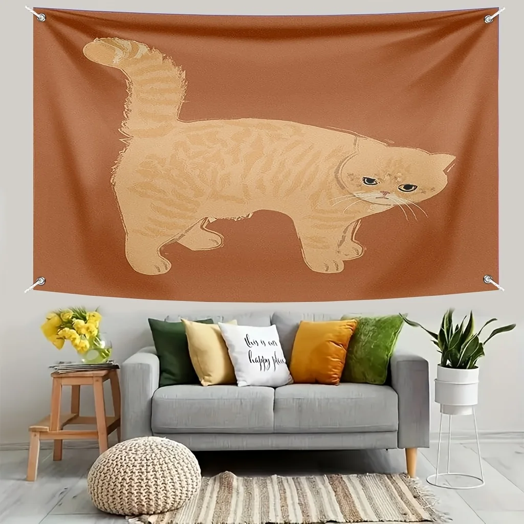 Hairy Cat Tapestry - Cute Pomeranian Wall Hanging Living Room, Bedroom Decoration - Comfortable Home Decor