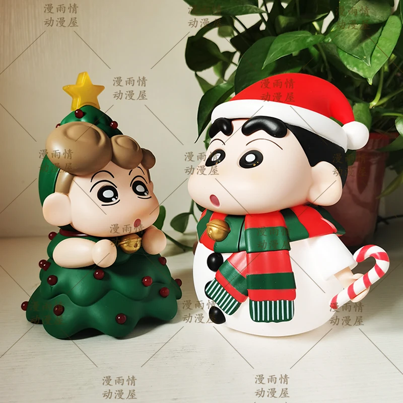 Crayon Shin Chan Anime-Figuren, weihnachtliche Shin Chan Himawari-Tap-Control-Nachtlampe, Desktop-Ornament, Geschenk für Kinder