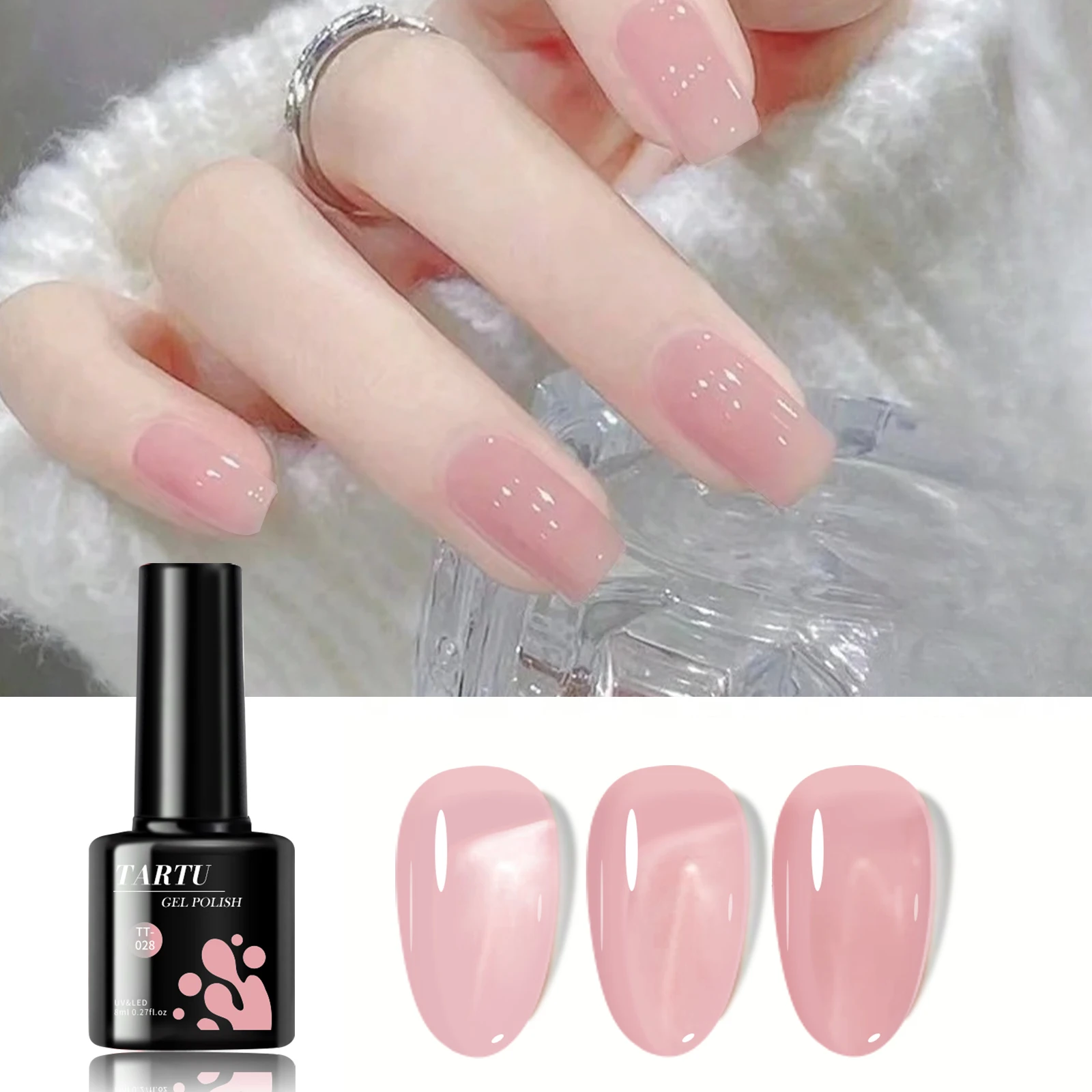 TARTU 8ml Semi Permanent Jelly - Nail Art Natural Pink recension och pris