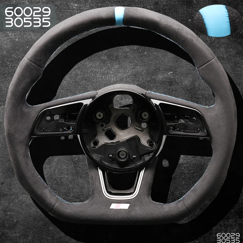 steering wheel for Audi A4 B9 A3 8Y RS3 RS4 S3 S4 models material top blue leather stripe Suitable