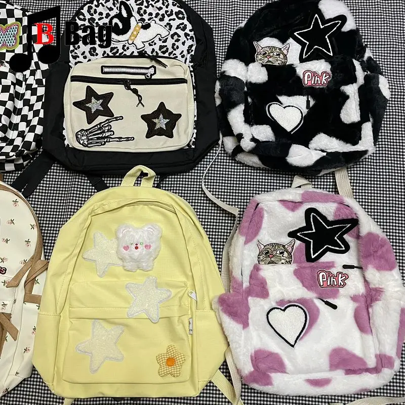 Affordable Gothic Harajuku Cute Women's Handbag Millennial Punk cartoon Stars Butterfly Y2K College Style Backpack ins