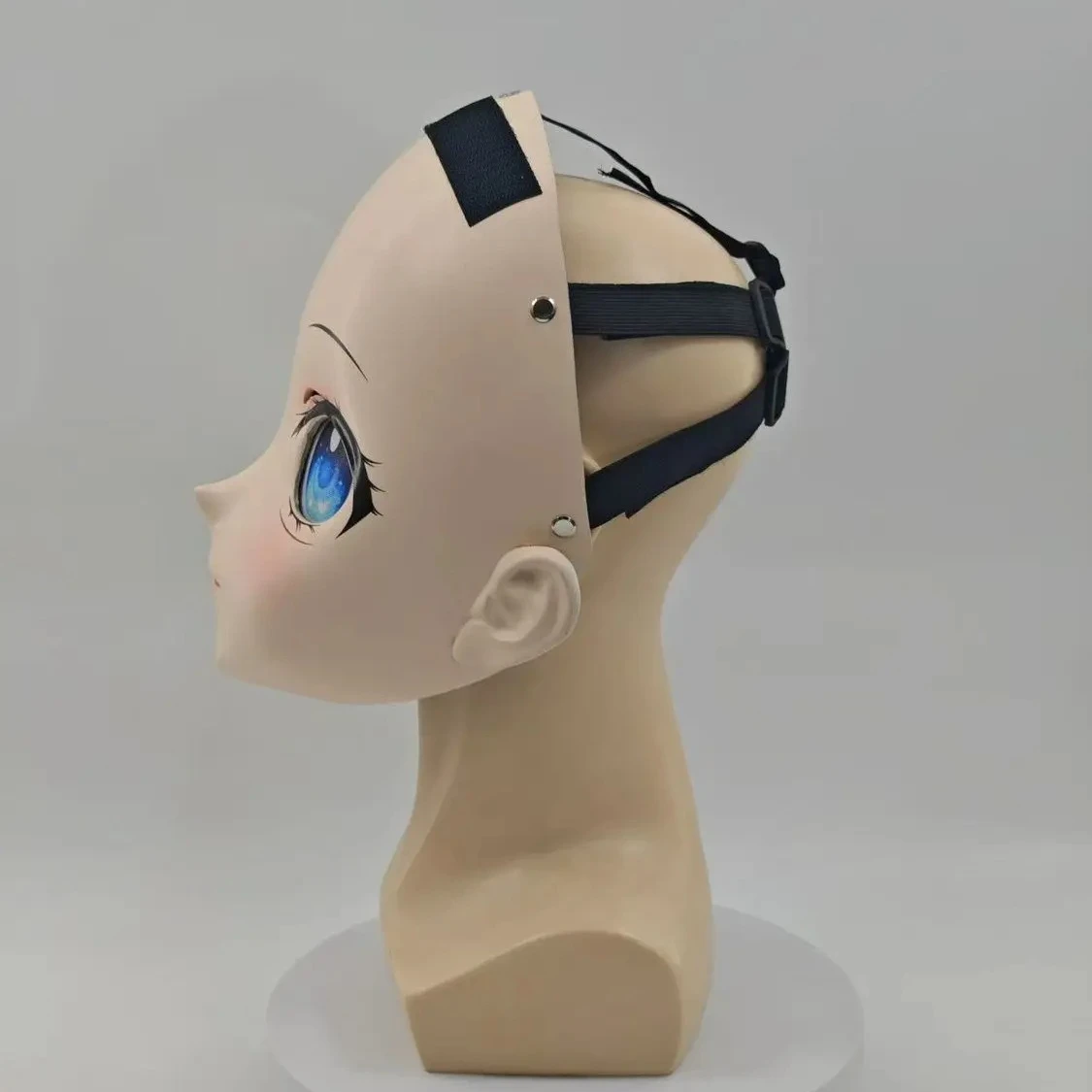 Maschera Kigurumi Nera da Personaggio Anime Giapponese con Lucchetto, Accessorio Cosplay Fai da Te con Cinghie