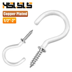 HSLSLS 10-30pcs White Ceiling Hooks Cup Hook Screw 1/2