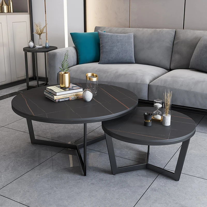 ！@Nordic Light Luxury Style Modern Coffee Table Metal Minimalist Tea Table Round Side Table