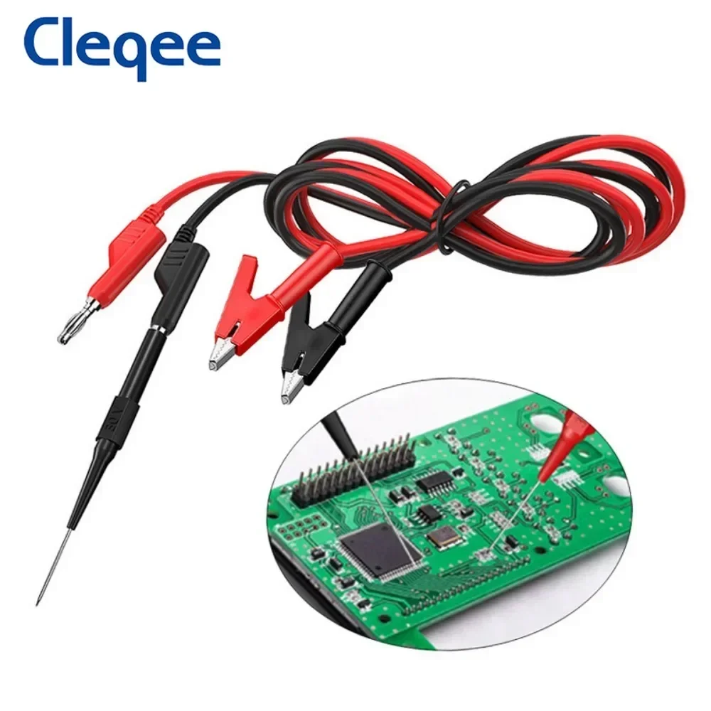 Cleqee Multimeter Test Leads Kit Dual 4mm Stackable Banana Plug Alligator Clip  Cables with Test Probes Needle 1000V 15A