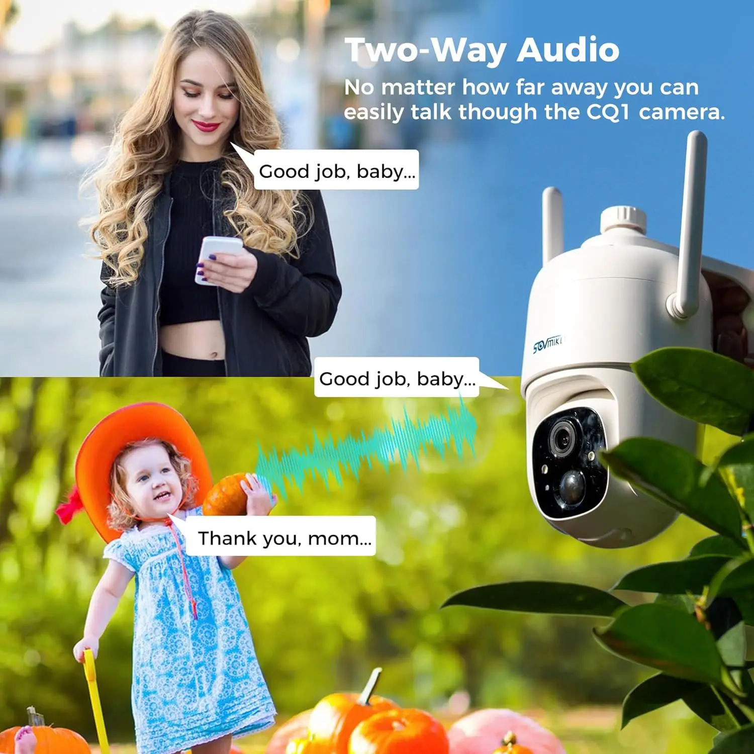 

SOVMIKU 4CQ1 AI 2K Solar Security Camera Wireless Outdoor, Battery Powered, Two Way Audio, PIR Motion Detection, 360° View