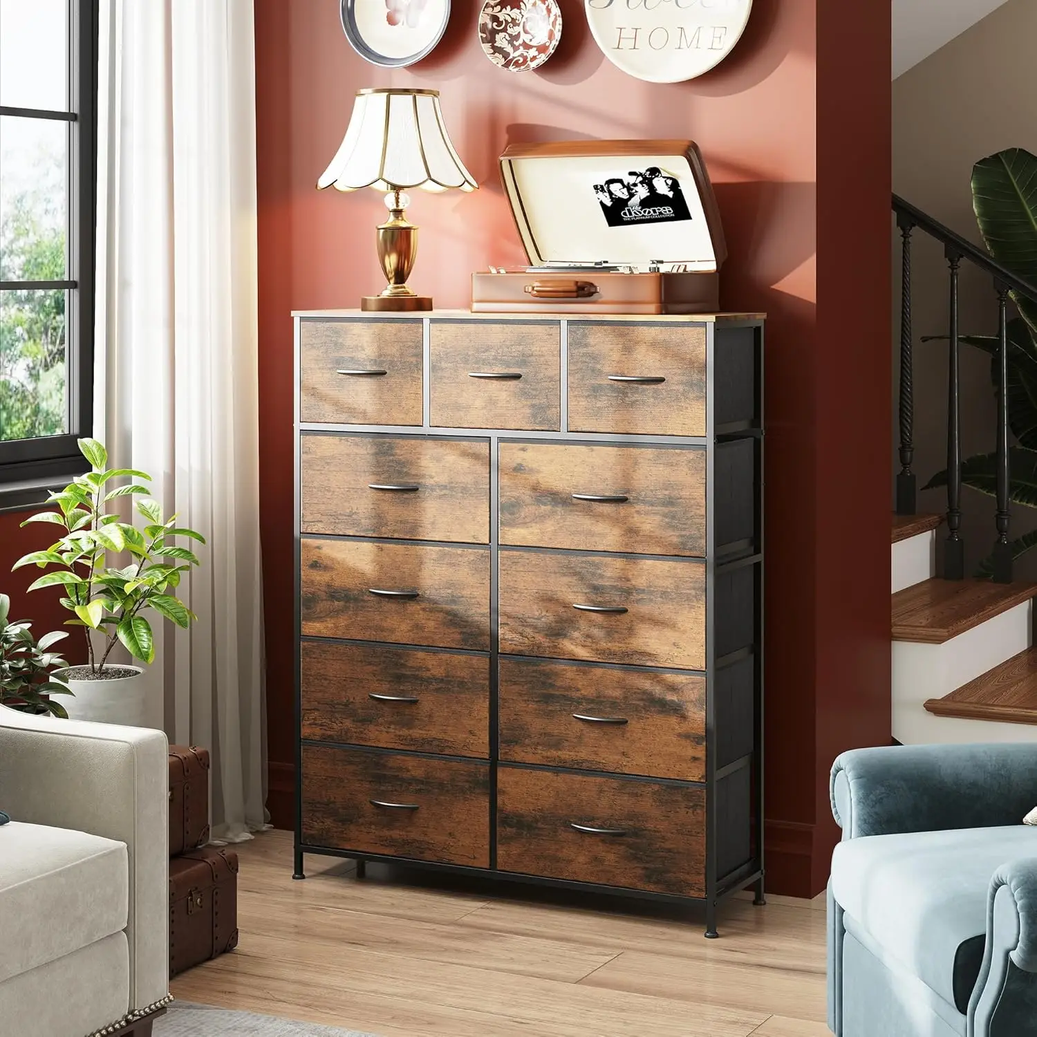 Tall Dresser for Bedroom, Fabric Dresser Storage Tower, Dresser & Chest of Drawers Organizer Unit with 11 Drawers, Storage