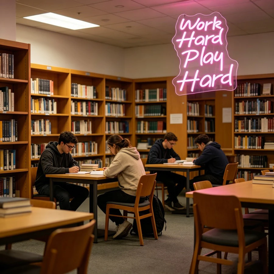 Work Hard Play Hard Neon Sign LED Marquee Light for Desk Office Decor Study Room Wall Art USB Night Light Home Bedroom Gift
