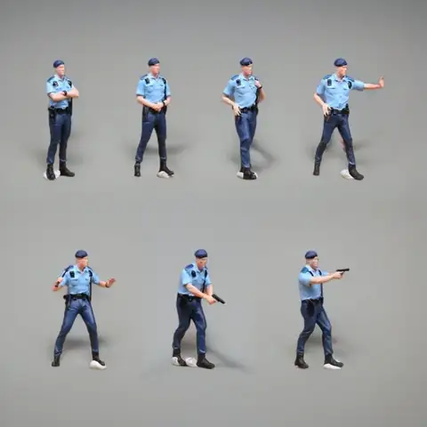 Miniature Police Model Urban Scene Decoration 1:64 Hong Kong Police Patrol Action Figures Sand Table Photography Props Toys