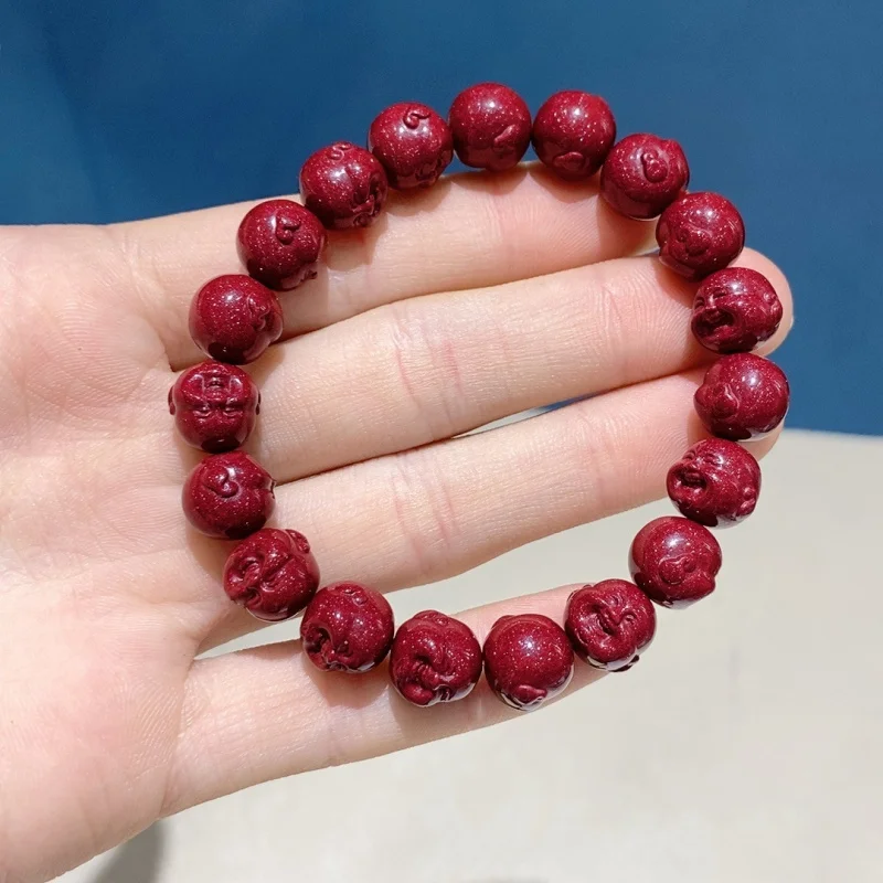 

High-content , red and purple gold sand single-loop bracelet with Buddha