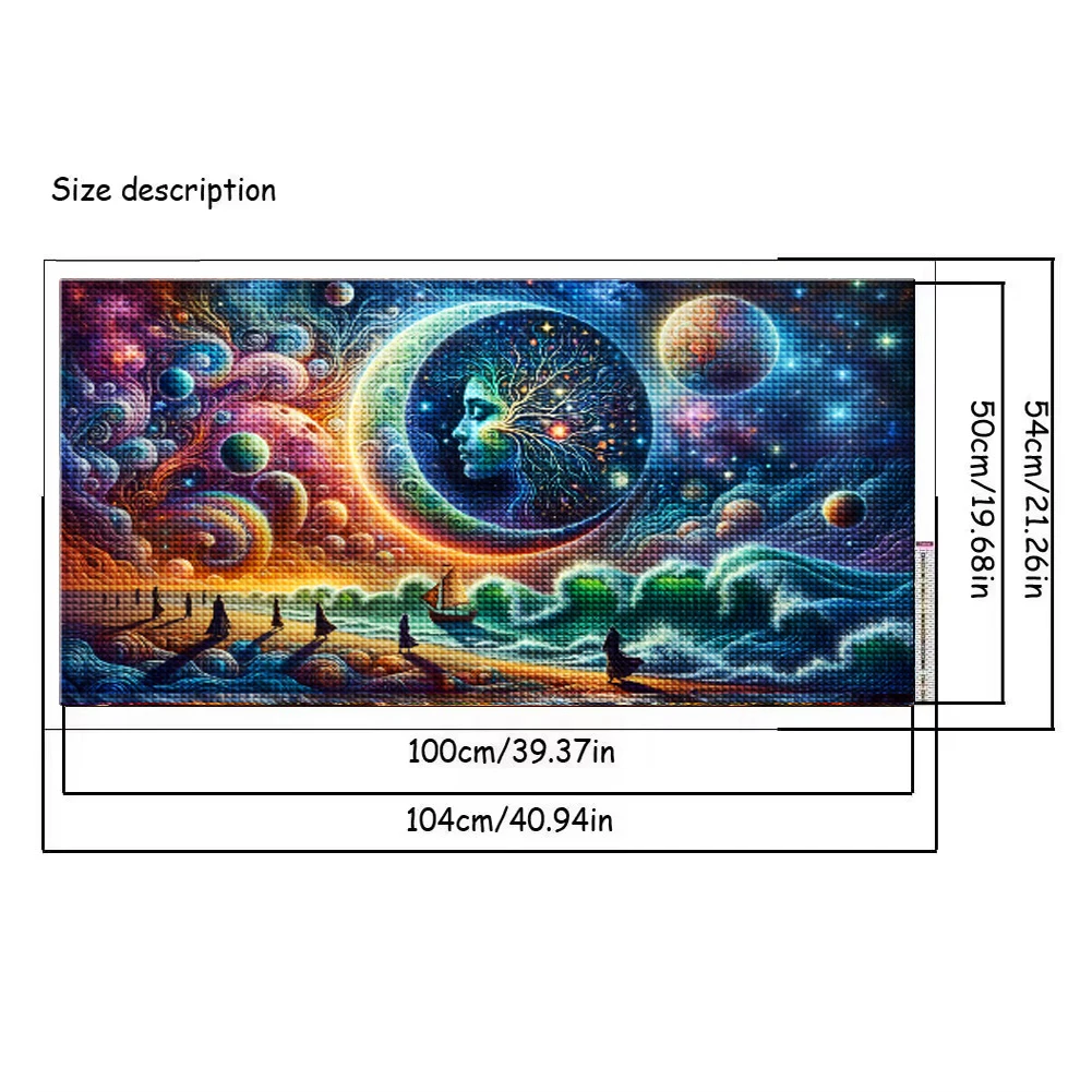 Colorful Tree Of Life,Female Face,Moon,Wave,Surreal landscape DIY Diamond Painting  Mosaic Embroidery Cross Stitch Kits