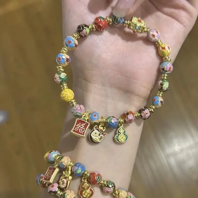 

Nanputuo перегородчатая эмаль ручной работы, десять духов, счастливый традиционный китайский браслет фэншуй, ремесленное ремесло, духовные украшения