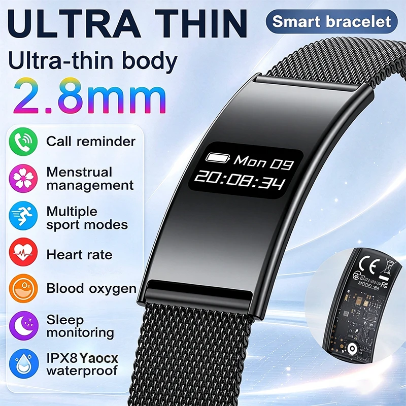Smart Bracelet Sleep Time Quality Tracker HRV Heart Rate Oxygen Pressure Steps Multi Sport Shake Photo APP Sync Smart Bracelet
