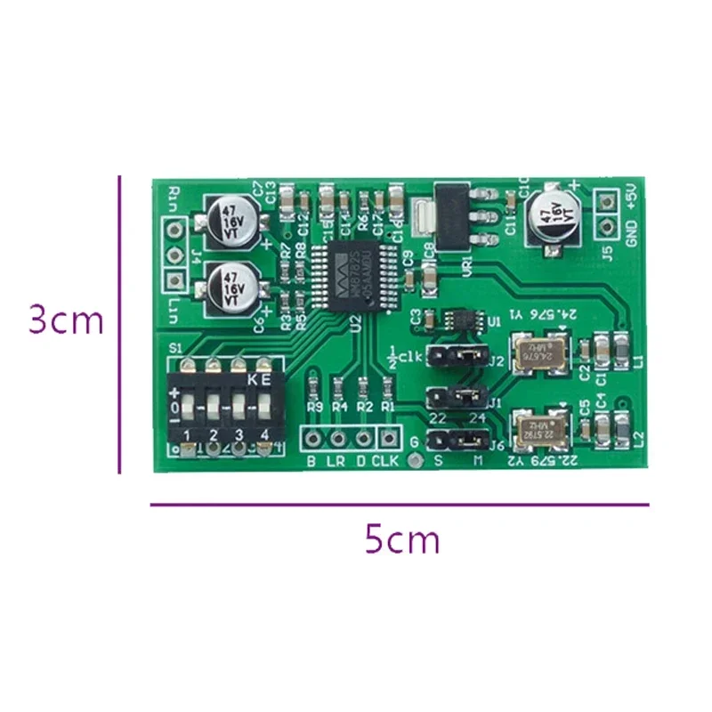 DLHiFi wm8782 Dual-channel 24-bit ADC data acquisition card AUX analog audio to I2S left and right aligned digital output module