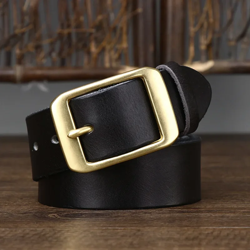 3.8CM Italian Washed Retro Top Layer Cowhide Needle Buckle Belt, Men's Leather, Simple And Versatile Casual Pants Belt