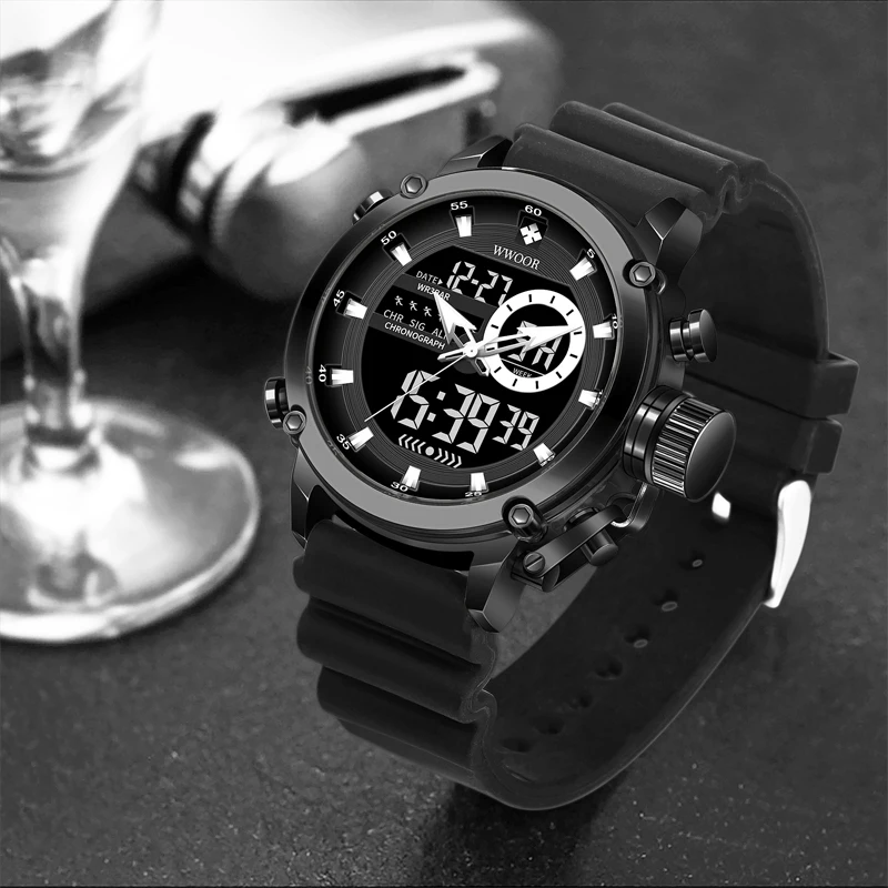 WWOOR New Luxury Men\'s Watches Luminous Sport Male Waterproof Military Quartz Wristwatch Fashion Casual Watch For Men Date Clock