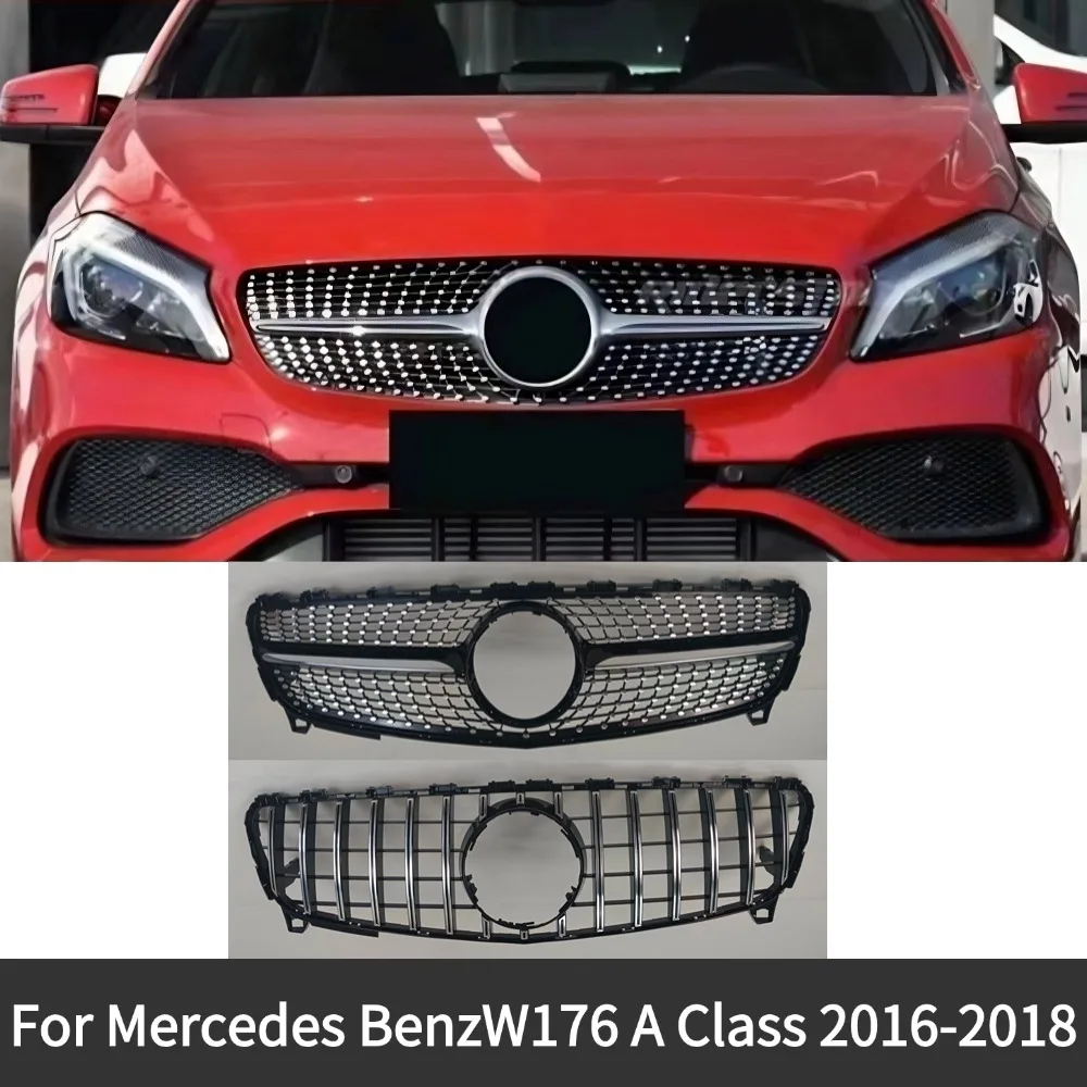 For Mercedes Benz Facelift W176 a Class 2016-2018 A250 A200 A45 Front Inlet Grille Radiator Grid Black/Silver Sport Gri