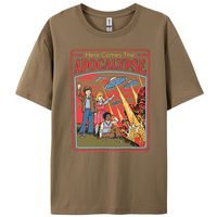 Ere Comes Te Apocalypse Ufo Wased Retro Print T-Shirt Man Cotton Comfy T Shirts O-Neck Sport Clothes Summer Loose Short Sleeve