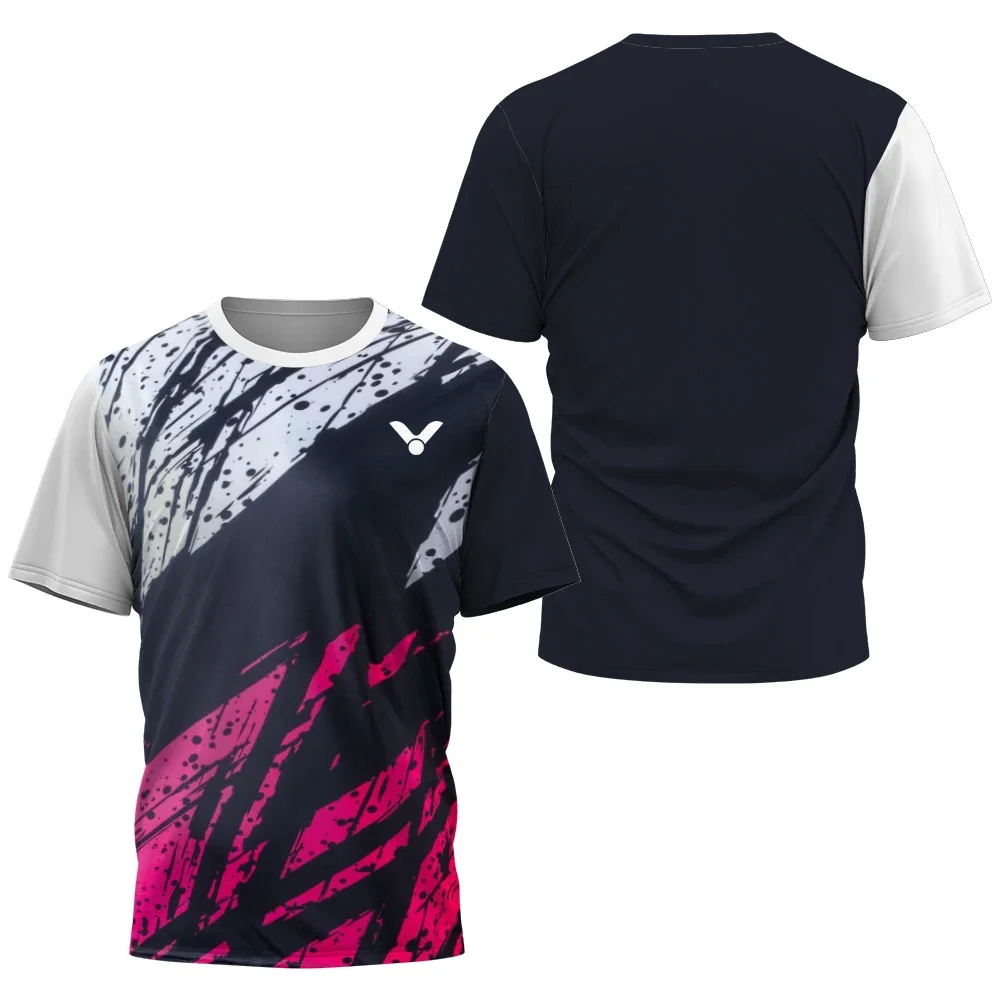 Geometrischer Block 3D-gedrucktes Badminton-Sporttrikot für Herren und Damen, Unisex, schnell trocknend, atmungsaktiv, für Training und Wettkampf, kurzärmeliges Oberteil – Detail 9