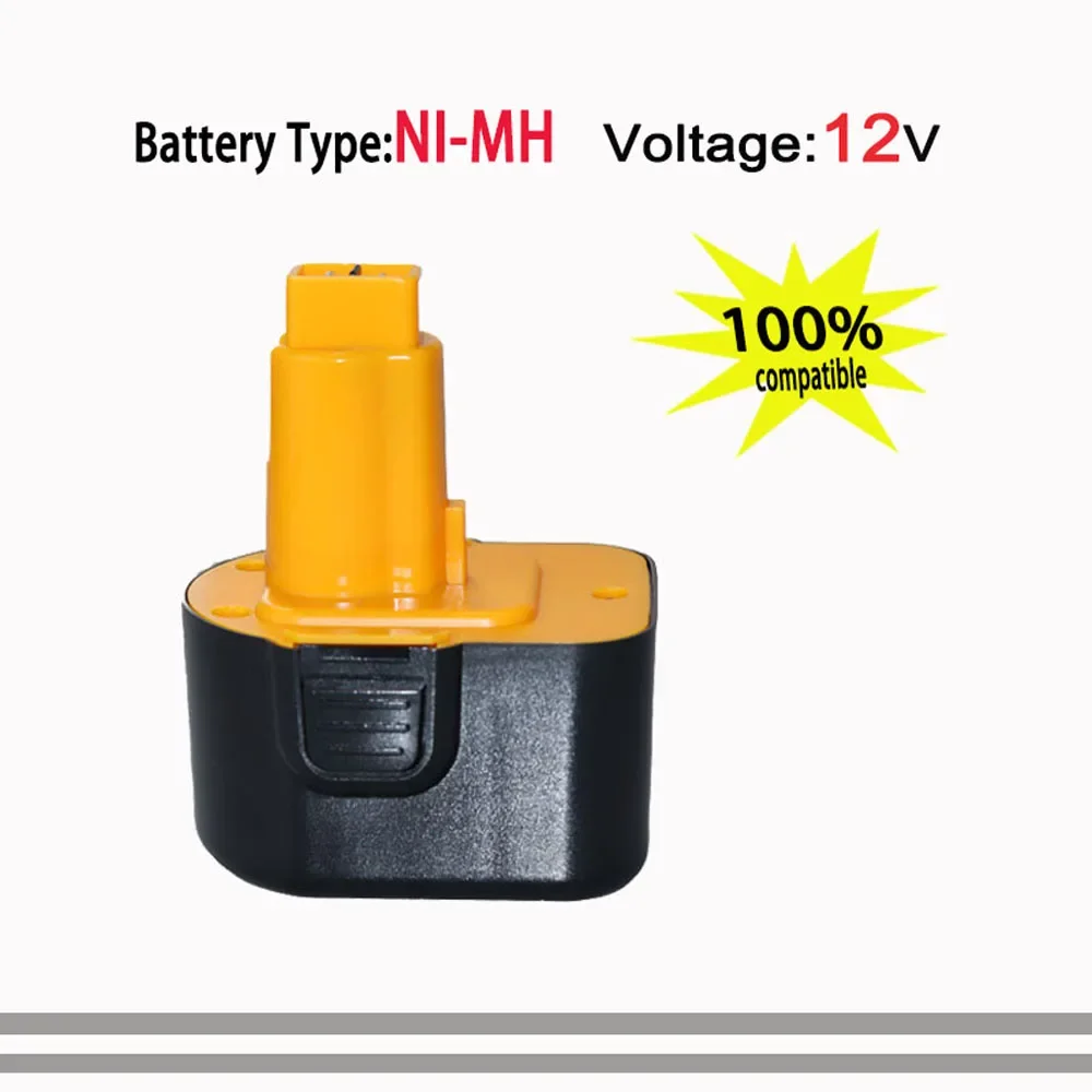 Batterie Ni-laissée pour outil électrique Dewalt, compatible DE9071 DC9071 DE9074 DE9075 DE9501 DE9072 12V, 4800mAh