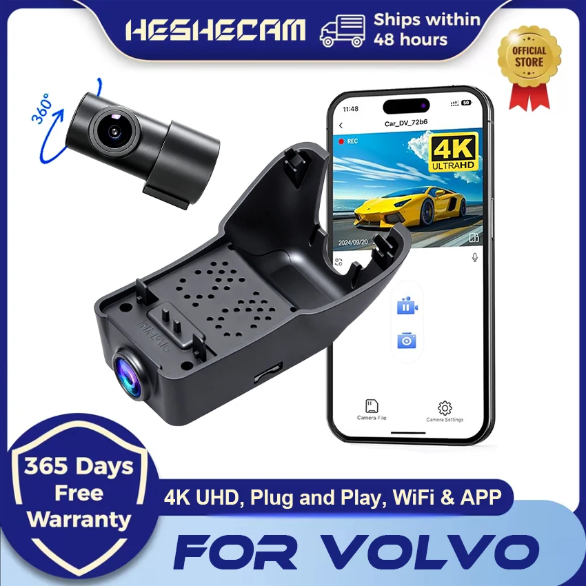 HESHECAM Car 4K Dash Cam Camera DVR WiFi Video Recorder For Volvo XC60 XC90 XC40 C40 S90 V90 S60 V60 XC70 EC40 For Polestar 2
