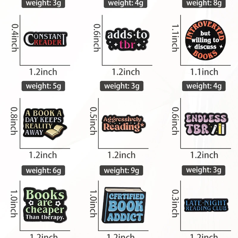 리더 심야 리더 클럽 핀 라펠 배지, 어린이 친구용 만화 쥬얼리 선물, 무한 TBR 에나멜 브로치, 맞춤형 일정