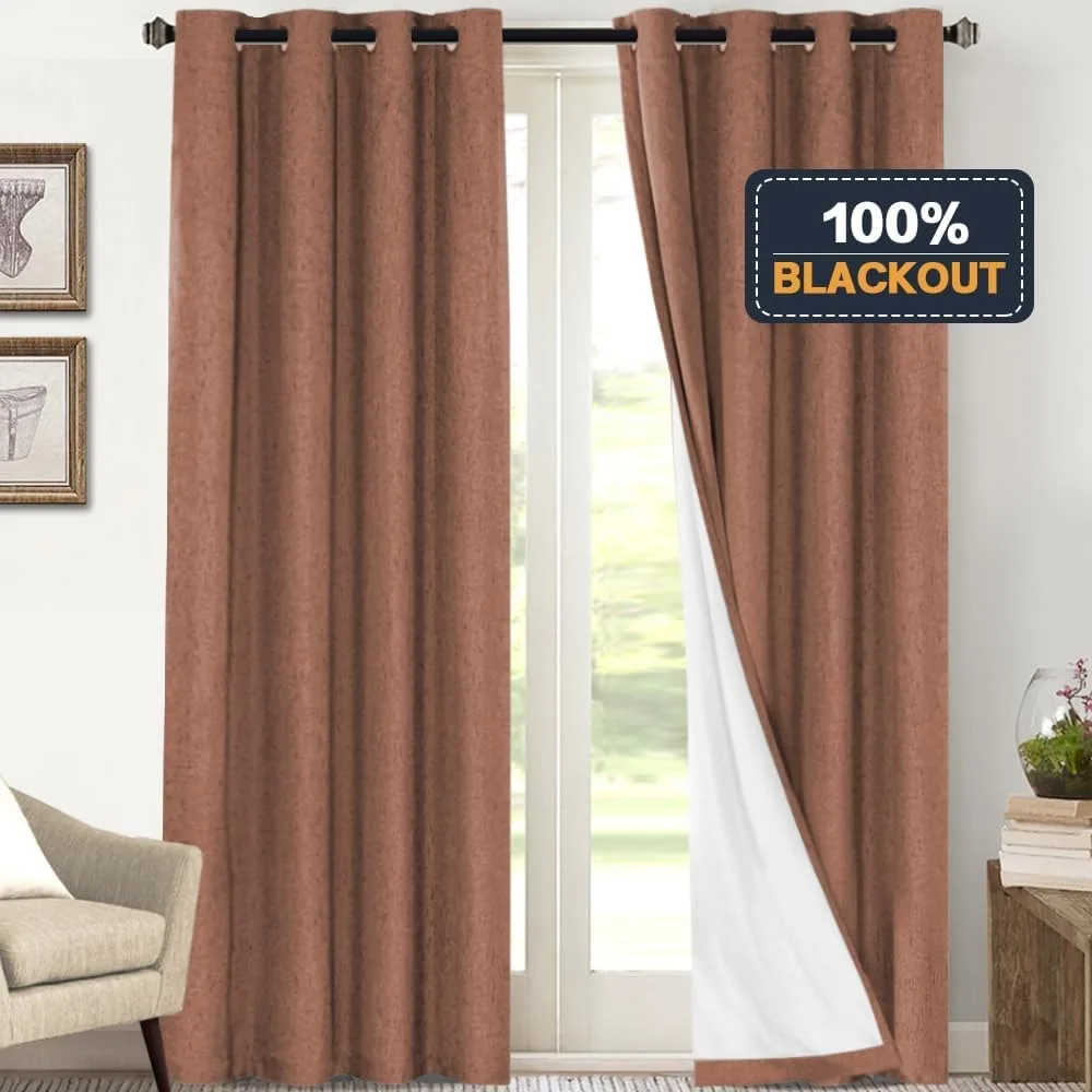 Затемняющие шторы длиной 108 дюймов, термоизолированные шторы с белой подкладкой, промытые специи, 2 панели для гостиной