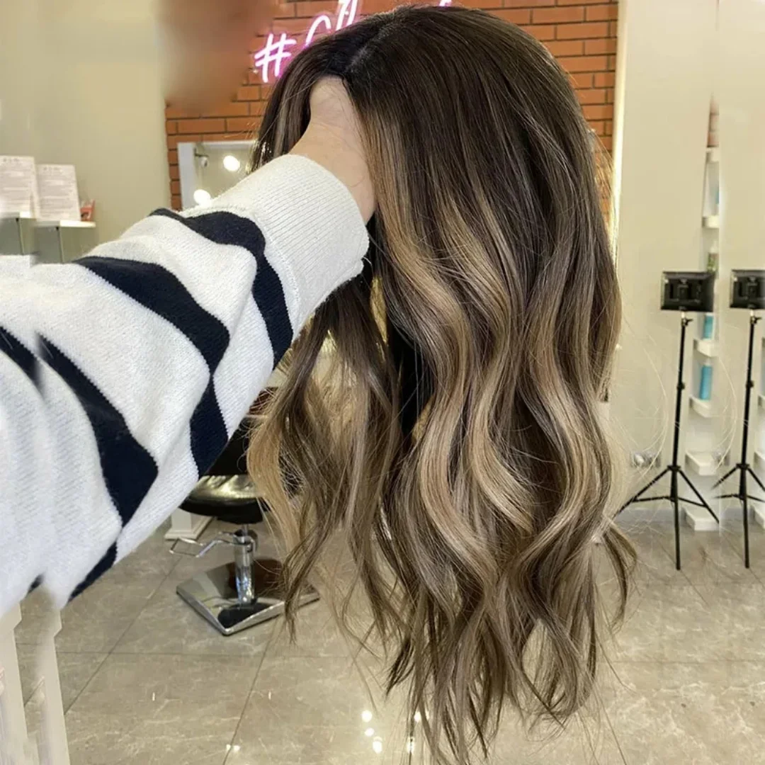 

Highlight Brown body wave 18inch 5*5 Lace Front Hair 100% Human Hair Wig 150 Density with Baby Hair Pre-Plucked Soft Hair Wig