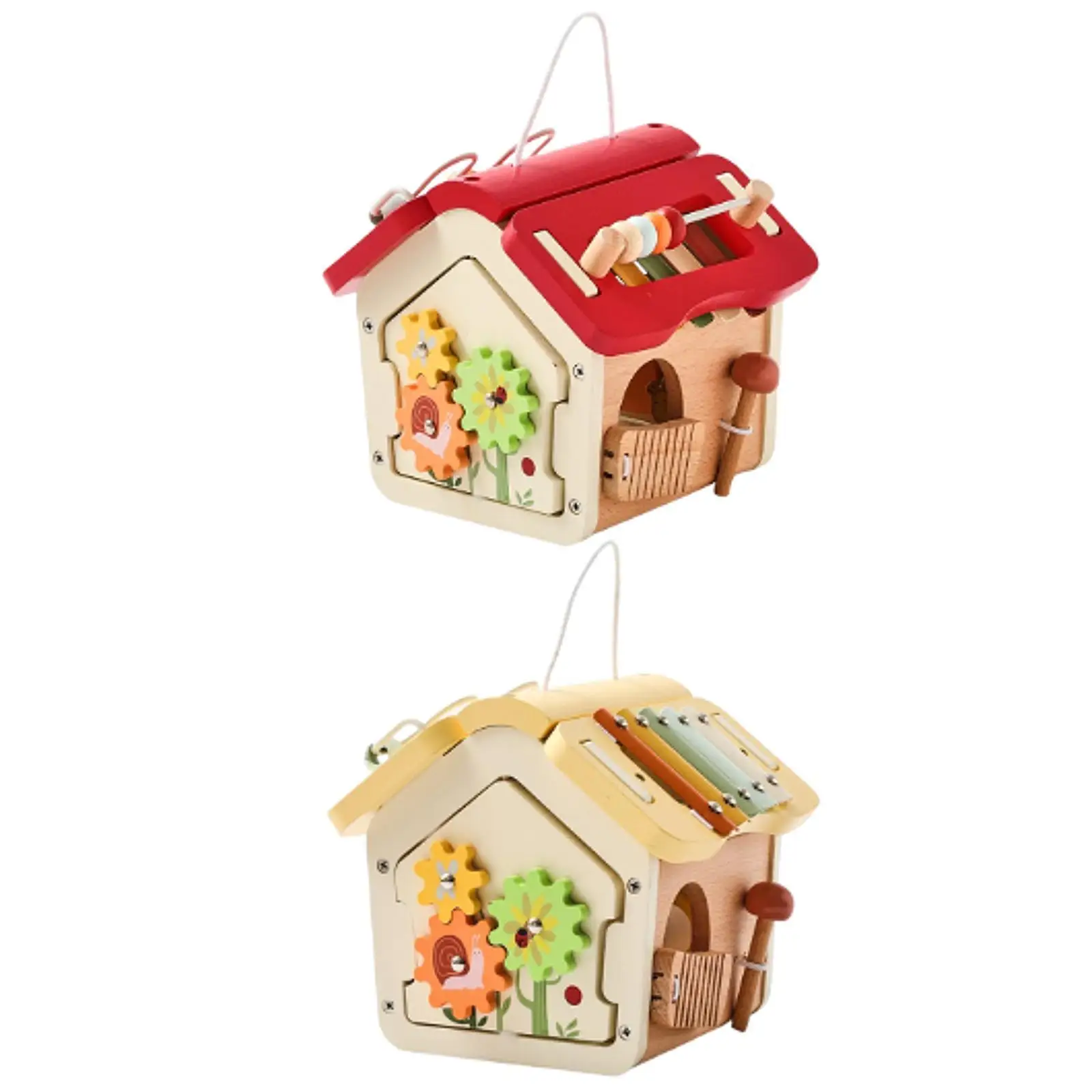 Cubo di attività in legno Casa in legno Giocattolo Regalo di Natale Giocattolo educativo Xilofono Giocattolo Montessori Giocattoli per bambini di 1+ anni