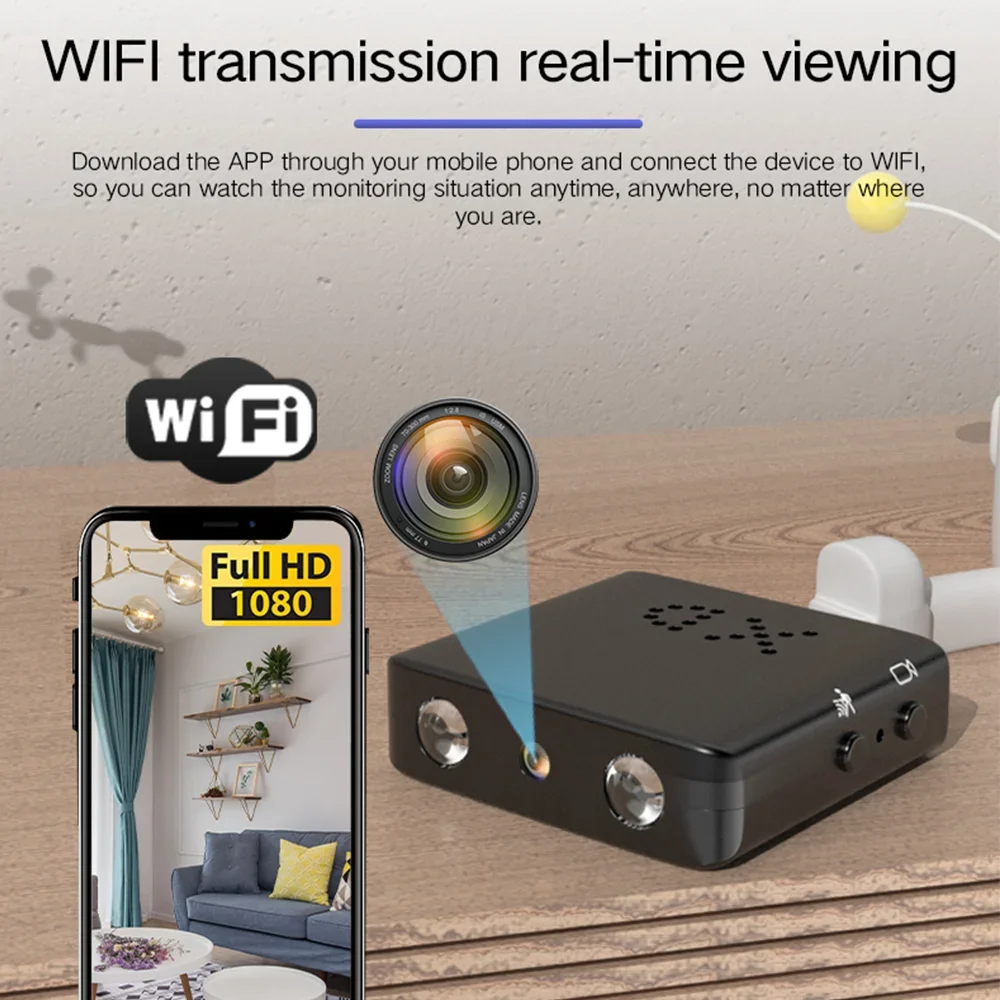 1080P Mini Camera Baby Monitor WiFi Night Vision Motion Detection Security Surveillance Camcorder Audio Video Voice Recorder Cam