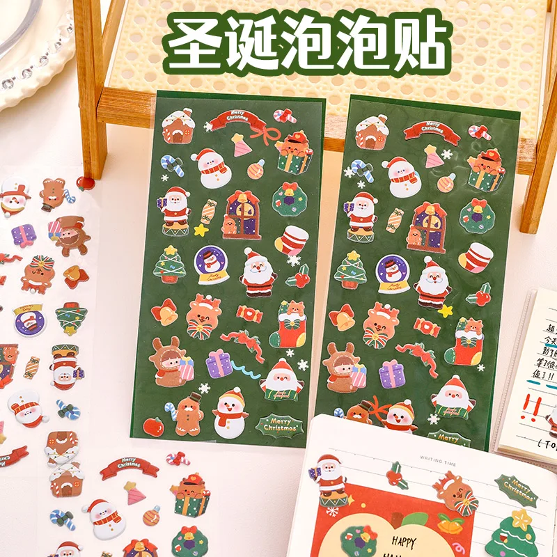1 Sheet Cute Christmas Stickers Diary Scrapbook Decoration Office Student Stationery Decoration Stickers