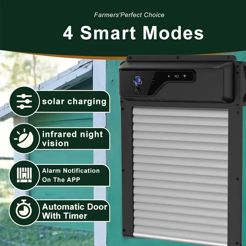 In stock Wholesale and Retail Timer and Night Vision Waterproof IP65 Smart Chicken Coop Door Opener With Camera