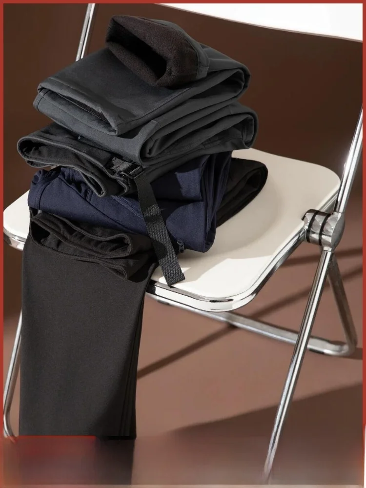 

Men's Winter Fce Lined Inteated Fce Soft ell Waterproof Hiking Trousers Outdoor Heavyweight Multi ket Casual Pants