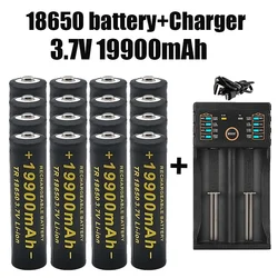 100% brand new 18650 lithium battery torch 18650 rechargeable battery torch + 201 charger 3,7 V 19900 Mah