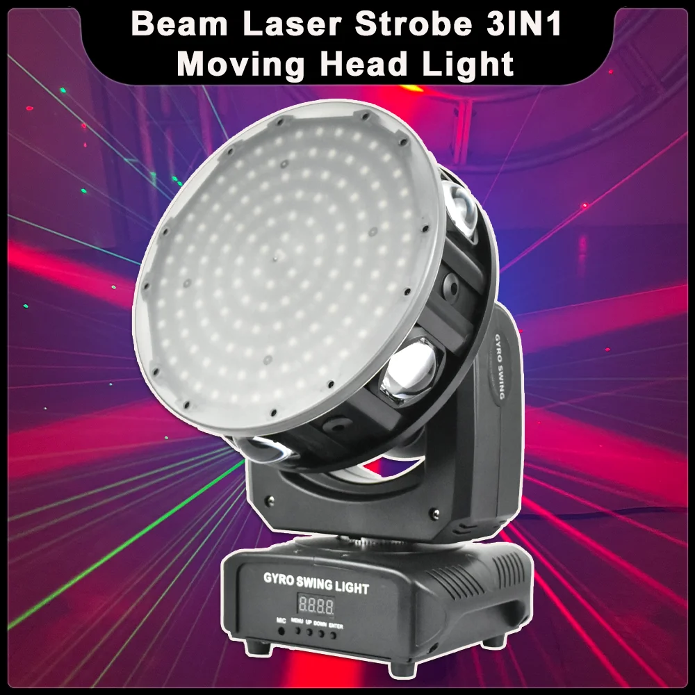 YUER 120W Beam RG Laser Strobe Moivng Head Light With 126 Pcs Pixel DMX512 For DJ Disco Party Club Xmas Stage Effect Lights