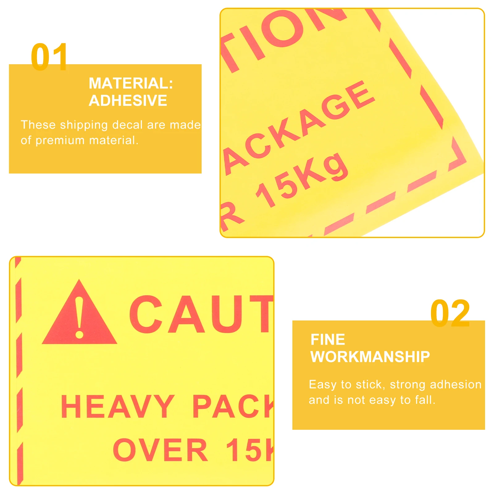 

100pcs Heavy Objects Warning Stickers Overweight Shipping Caution Signs Bright Labels Adhesive Decals Safety Traffic